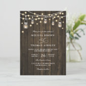 Rustic Hout & Lichten Landelijke Chic QR Code Trou Kaart (Staand voorkant)