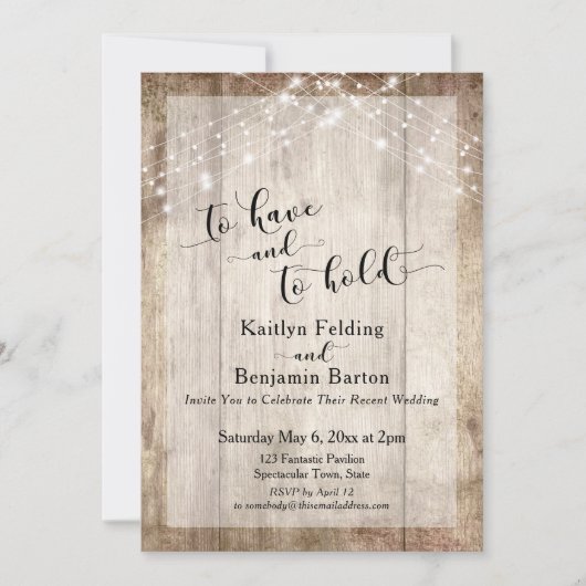 Rustic Hout & Lichten Om Te Hebben en Te Houden On Kaart (Voorkant)