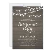 Rustic Hout & Lichten Pensioenfeest Uitnodiging