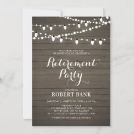 Rustic Hout & Lichten Pensioenfeest Uitnodiging