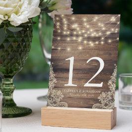 Rustic Hout & Lichtslingers | Kant Tafelnummer