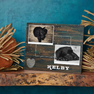 Rustic hout met hart huisdier hond 2 foto collage fotoplaat