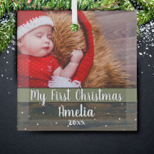 Rustic Hout Mijn Eerste Kerst Baby Foto