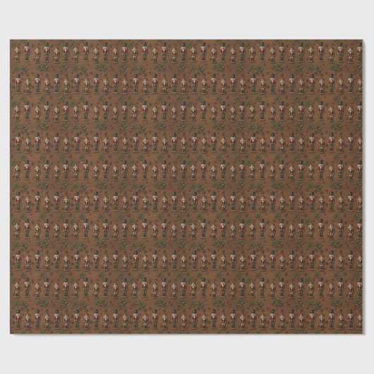 Rustic hout & Notenkraker Kerstcadeaupapier Cadeaupapier (Vlak)