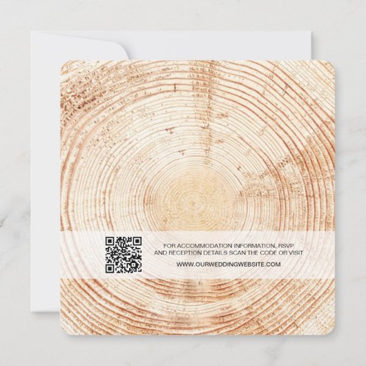 Rustic Hout QR-code trouwwebsite Kaart (Achterkant)