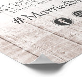 Rustic Hout Romantische Rozen Bruiloft Hashtag Fot Poster (Hoek)