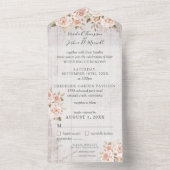 Rustic Hout & Romantische Rozen Shabby Chic Bruilo All In One Uitnodiging (Binnen)