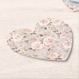 Rustic Hout & Romantische Rozen Shabby Chic Bruilo Kartonnen Onderzetters