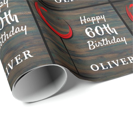 Rustic Hout Rood Wijn 60e Verjaardag Cadeaupapier (Rol Hoek)