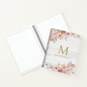 Rustic Hout Roze Bloemige Watercolor Monogram Notitieboek (Binnen)