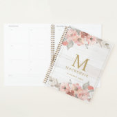 Rustic Hout Roze Bloemige Waterverf Monogram Planner (Display)