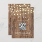 Rustic Hout & Slingerlichten RSVP Kaart | Schuur (Voorkant / Achterkant)