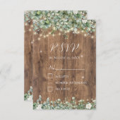 Rustic Hout & Slingerlichten RSVP Kaart | Schuur (Voorkant / Achterkant)