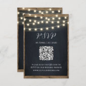 Rustic Hout & Slingerlichten RSVP Kaart | Schuur (Voorkant / Achterkant)
