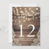 Rustic hout & slingerlichtjes | Kantnummer met kan Kaart (Achterkant)