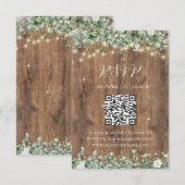 Rustic Hout & Slingerslichten RSVP Kaart | Schuur (Voorkant / Achterkant)