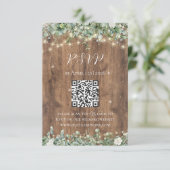 Rustic Hout & Slingerslichten RSVP Kaart | Schuur (Staand voorkant)
