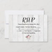 Rustic hout stoffige roze aquarel bloem RSVP kaartje (Achterkant)