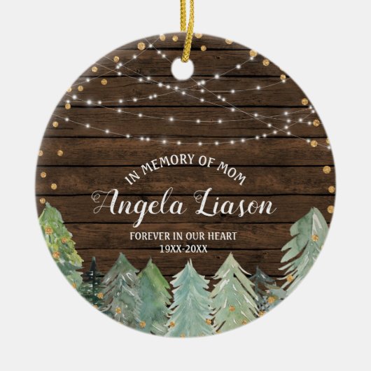 RUSTIC-hout ter nagedachtenis van kerstversiering Keramisch Ornament (Voorkant)