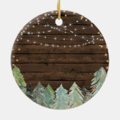 RUSTIC-hout ter nagedachtenis van kerstversiering Keramisch Ornament (Achterkant)