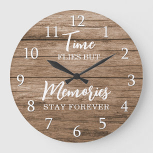 Rustic hout tijd herinneringen citaat typografie grote klok