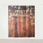 Rustic Hout Veertig Fabulous Verjaardag Wandkleed (Voorkant)