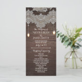 Rustic hout & vintage kant & lichten programma rek programmakaart (Staand voorkant)