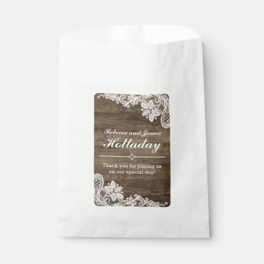 Rustic Hout & Vintage Kant Trouw Persoonlijk Bedankzakje (Voorkant)
