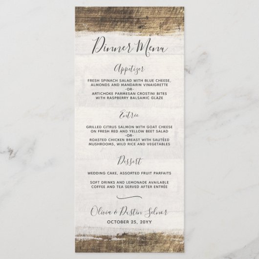 Rustic Hout Vintage Landelijk Trouwmenu op Maat Menu (Voorkant)