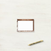 Rustic Hout & Witte Kant Custom Post-it® Notes (Op bureau)