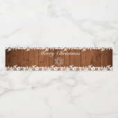 Rustic Hout & Witte Kant Kerstmis Sneeuwvlok Waterfles Etiket (Enkel label)