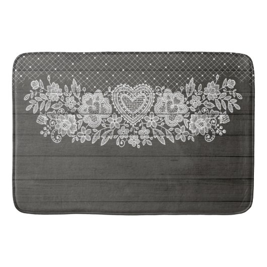 Rustic Hout & Witte Kant Lacy Boerderij Badmat (Voorkant)