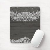 Rustic Hout & Witte Kant Landelijke Boerderij Chic Muismat (Met muis)