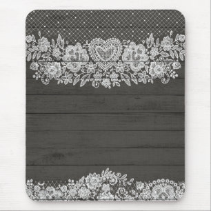 Rustic Hout & Witte Kant Landelijke Boerderij Chic Muismat