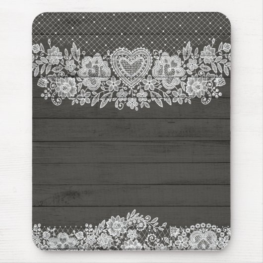 Rustic Hout & Witte Kant Landelijke Boerderij Chic Muismat (Voorkant)