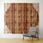 Rustic hout & witte kant Nieuwjaarsfotobehang Wandkleed (In Situ (horizontaal))