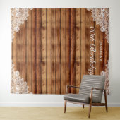 Rustic hout & witte kant verjaardagsfoto-achtergro wandkleed (In Situ (horizontaal))