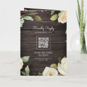 Rustic Hout Witte Rozen Metselwerkpot QR Code Trou (Achterkant)