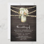 Rustic Hout Witte Rozen Metselwerkpot QR Code Trou Kaart (Voorkant)