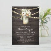 Rustic Hout Witte Rozen Metselwerkpot QR Code Trou Kaart (Staand voorkant)