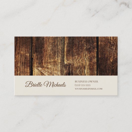 Rustic Hout Zakelijke Eigenaar Design Visitekaartje (Voorkant)