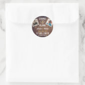 Rustic Houten Aangepaste Foto Elegante Wijziging v Ronde Sticker (Tas)