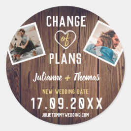 Rustic Houten Aangepaste Foto Elegante Wijziging v Ronde Sticker