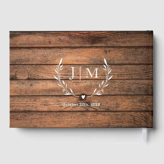 Rustic houten Baby's Breath Lichten en Kant Bruilo Gastenboek (Achterkant)