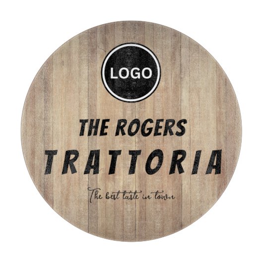 Rustic houten bedrijfslogo Trattoria Snijplank (Voorkant)