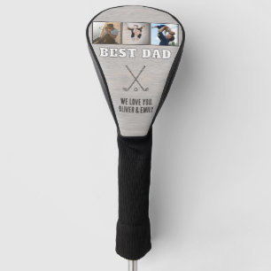 Rustic Houten Beste Papa 3 Foto Collage Aandenken Golfheadcover