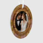 Rustic Houten Bloem Huwelijk Eerste Kerstmis getro Ornament (voorkant)