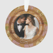 Rustic Houten Bloem Huwelijk Eerste Kerstmis getro Ornament (voorkant)