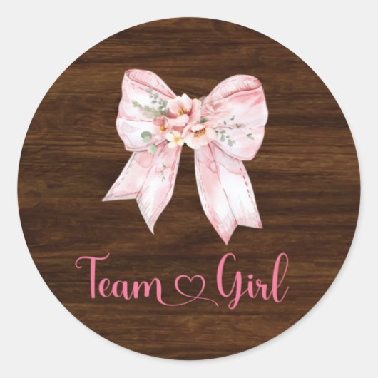 Rustic Houten Bloemen Laarzen of Strikken Team Mei Ronde Sticker (Voorkant)