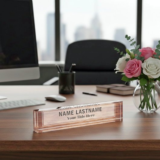 Rustic Houten Executive | Aangepaste naam en titel Naambordje